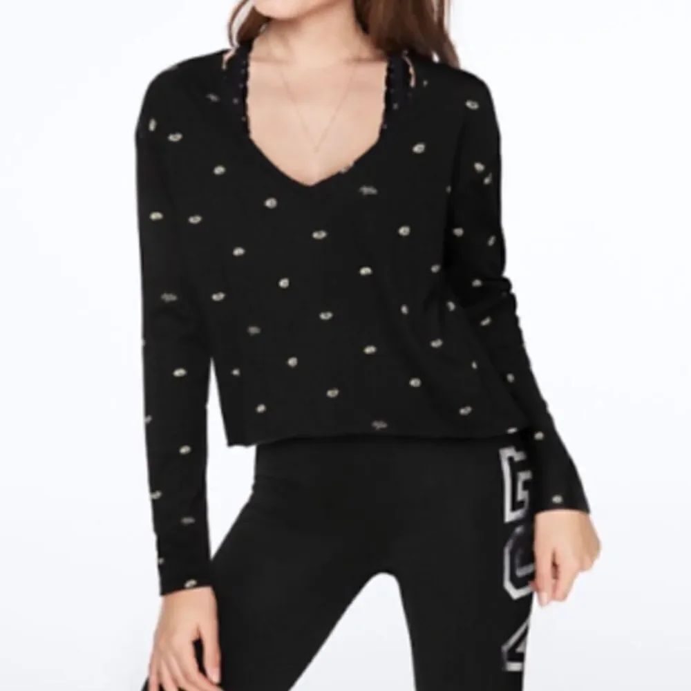 VICTORIA’S SECRET PINK | Girlfriend Lip Print Long Sleeve Crop Tee Women’s Small